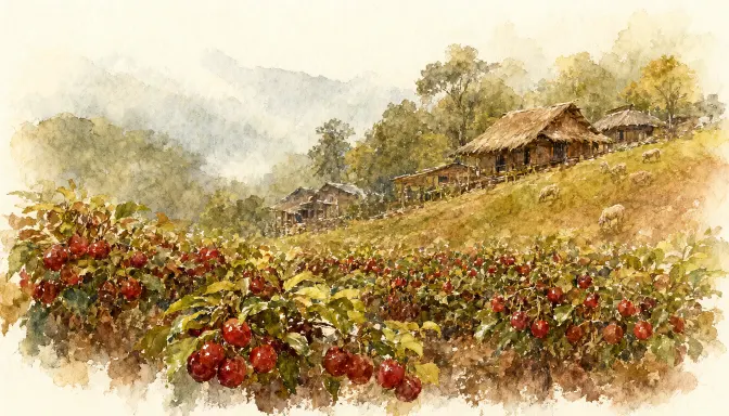 ภาพสีน้ำ ห้วยห้อม แม่ฮ่องสอน